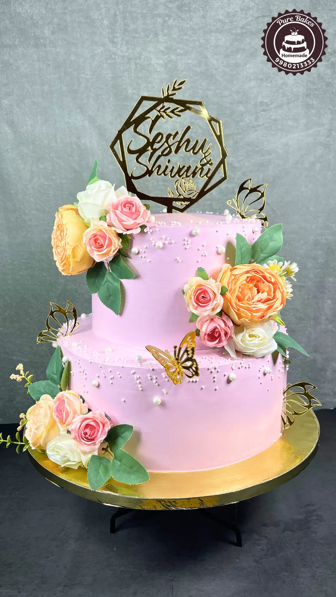 Personalized Couple Name Wedding Cake — Pure Bakes Hyderabad