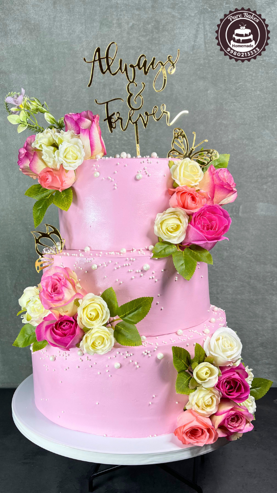 Elegant custom cake by Pure Bakes in Hyderabad