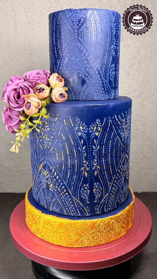 Luxury Navy Fondant Designer Cake