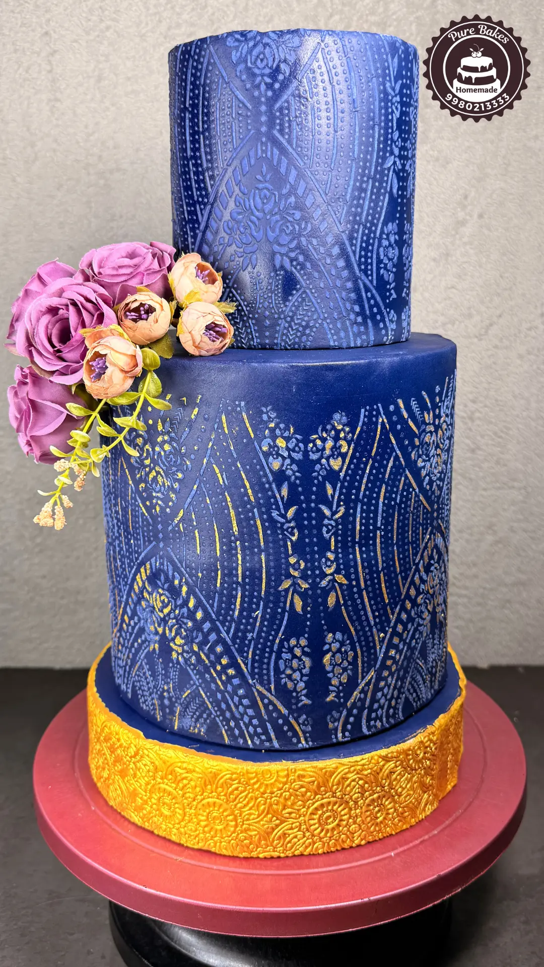 Luxury Navy Fondant Designer Cake — Pure Bakes Hyderabad