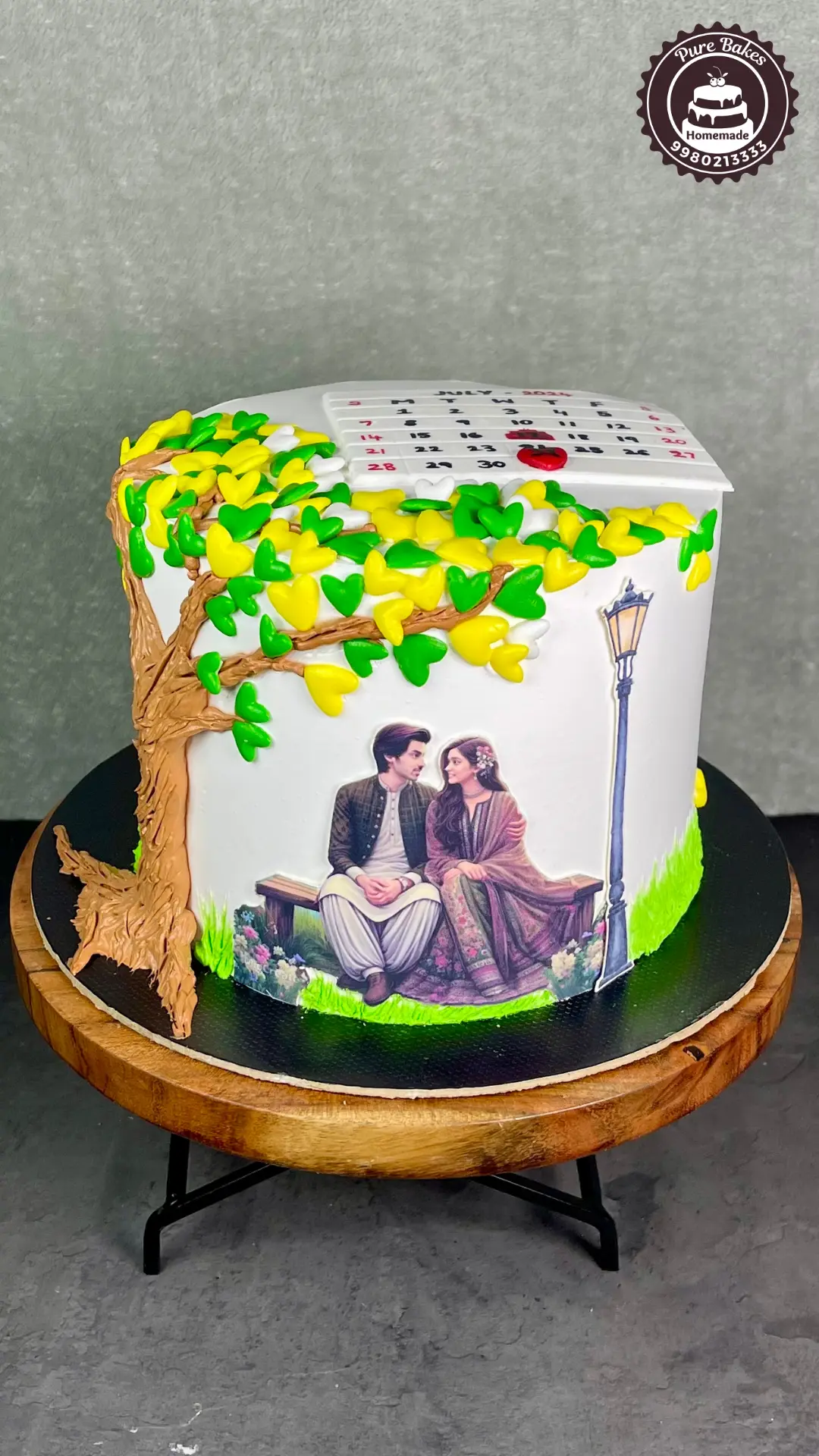Personalized Photo Cake With Calendar wedding cake — Pure Bakes Hyderabad