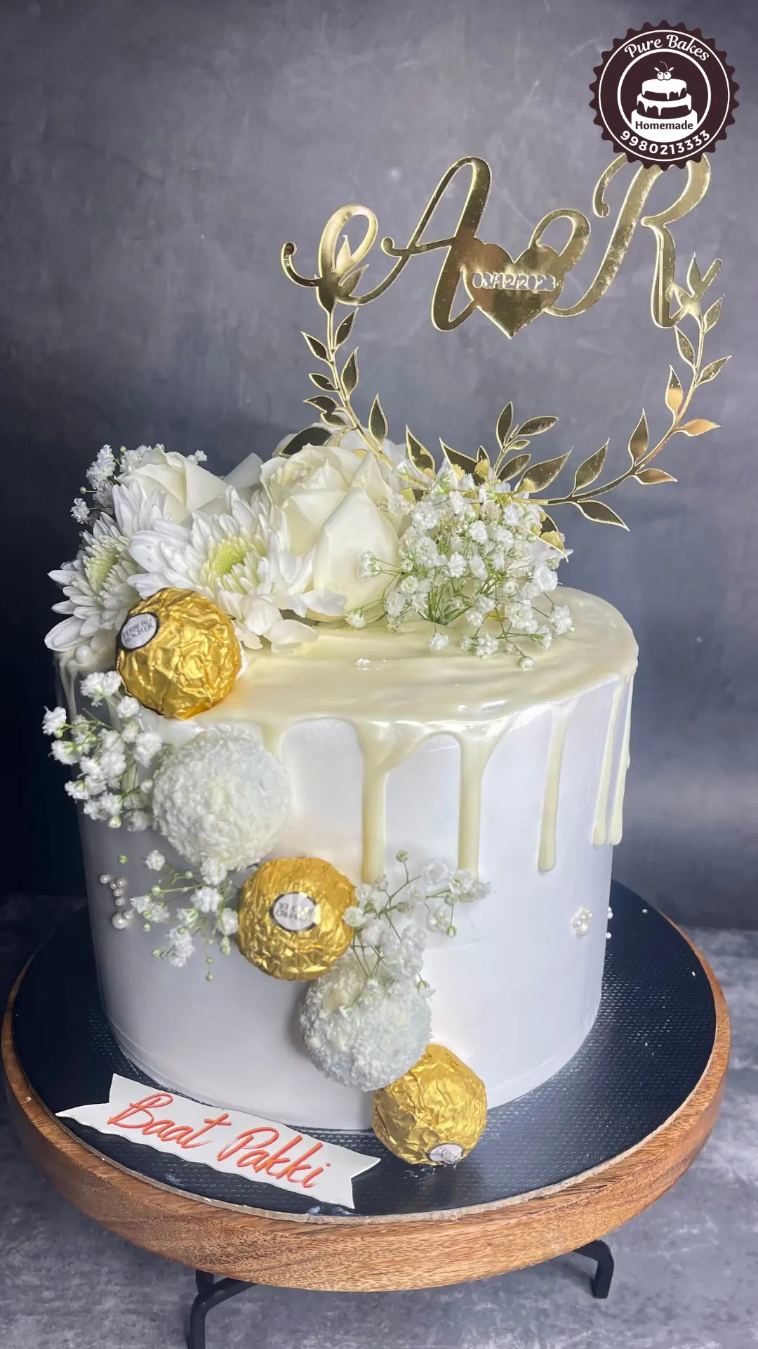 Luxury Baat Pakki Cake with Ferrero Accents — Pure Bakes Hyderabad