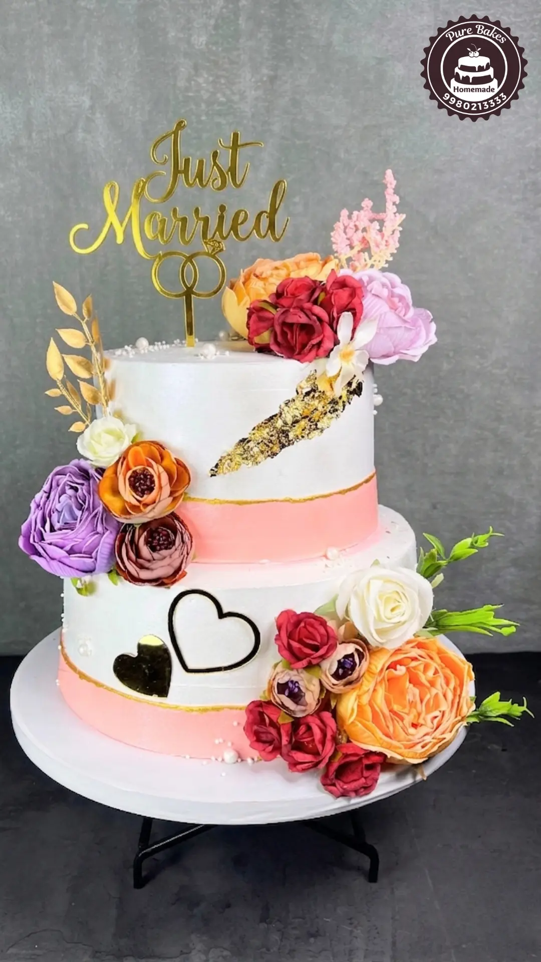 Romantic Floral Two Tier Wedding Cake — Pure Bakes Hyderabad