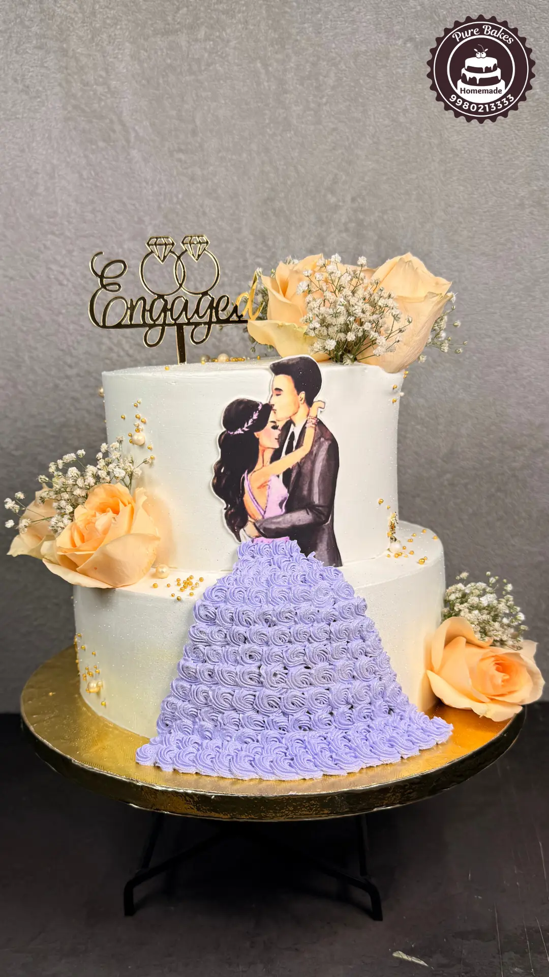 Engagement Celebration Custom Couple Cake — Pure Bakes Hyderabad