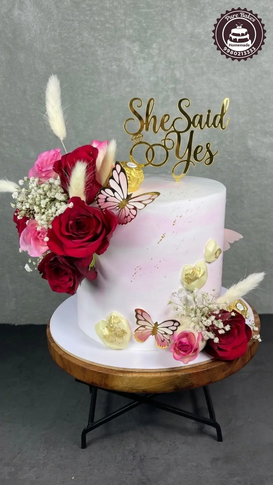 She Said Yes Engagement Cake — Pure Bakes Hyderabad